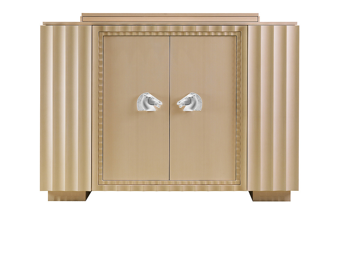 Bar longchamp en édition numérotée, cristal incolore et frêne ivoire - Lalique