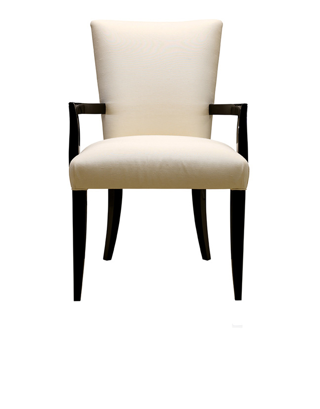 Chaise contemporaine masque de femme en édition numérotée, cristal incolore, laqué noir et soie ivoire, chaise avec accoudoirs - Lalique