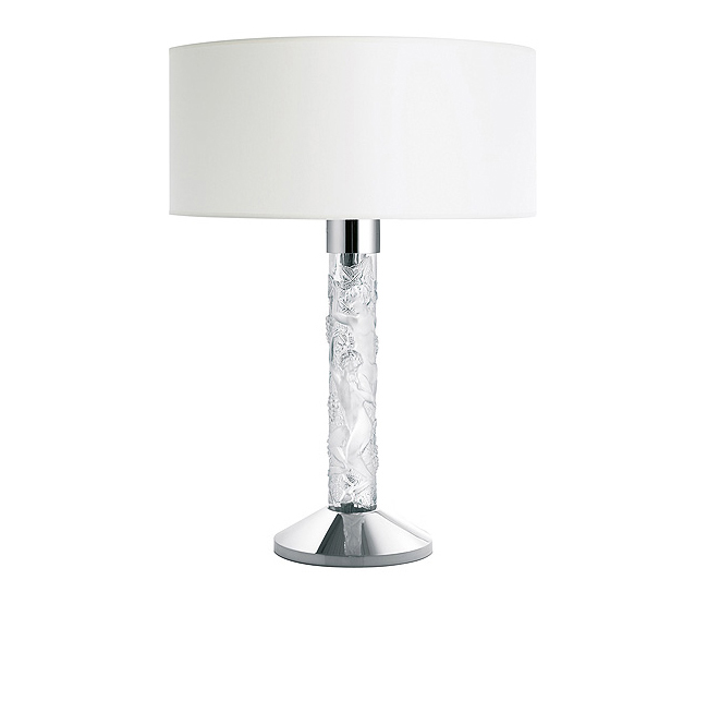 Lampe faunes en cristal incolore, finition chromé - Lalique