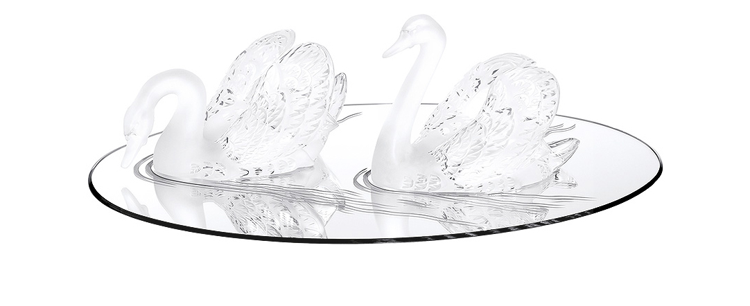 Miroir cygne en cristal incolore, grand modèle - Lalique