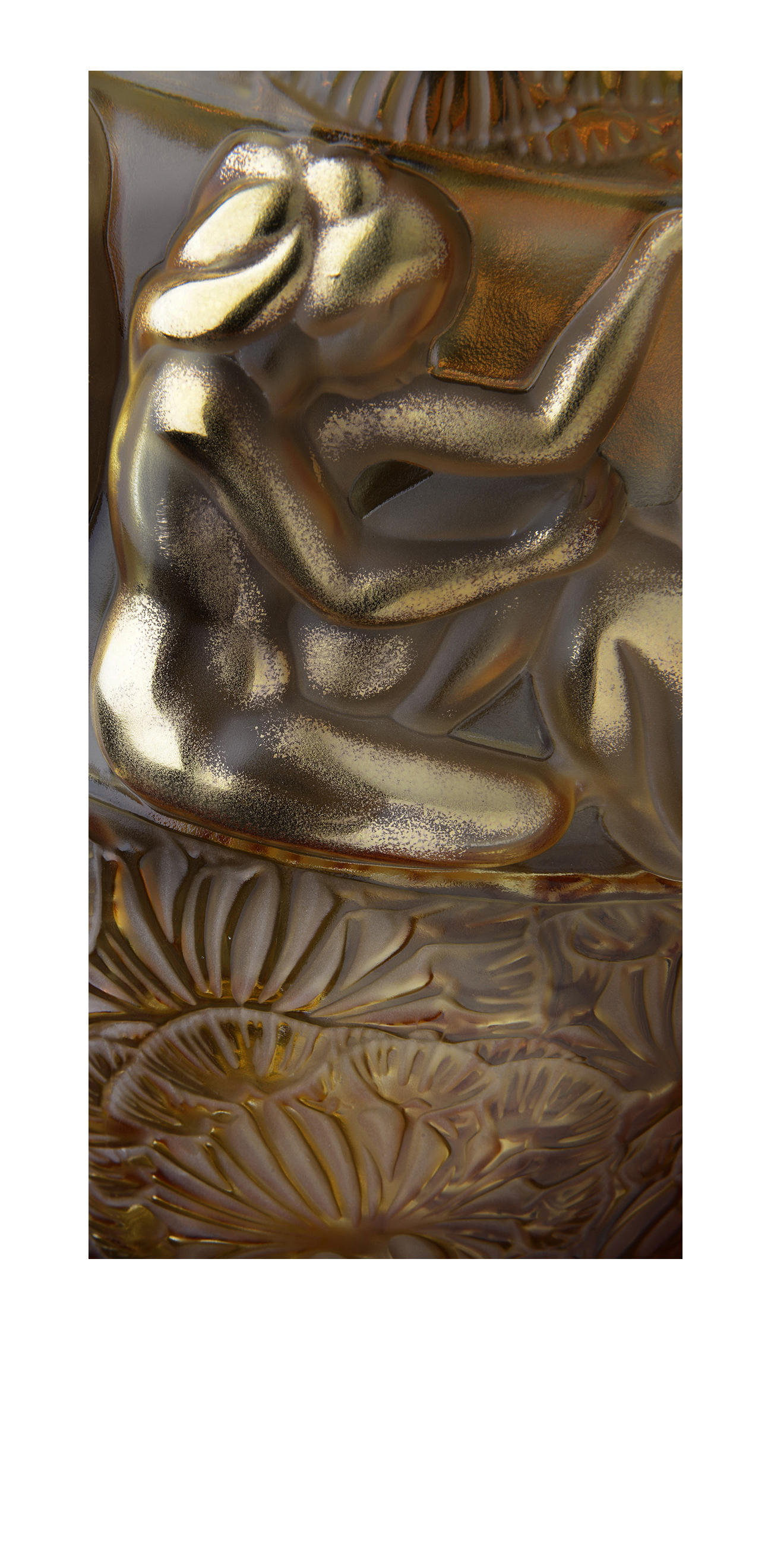 Vase angélique en édition limitée (99 ex. ), cristal ambre émaillé or ambre - Lalique