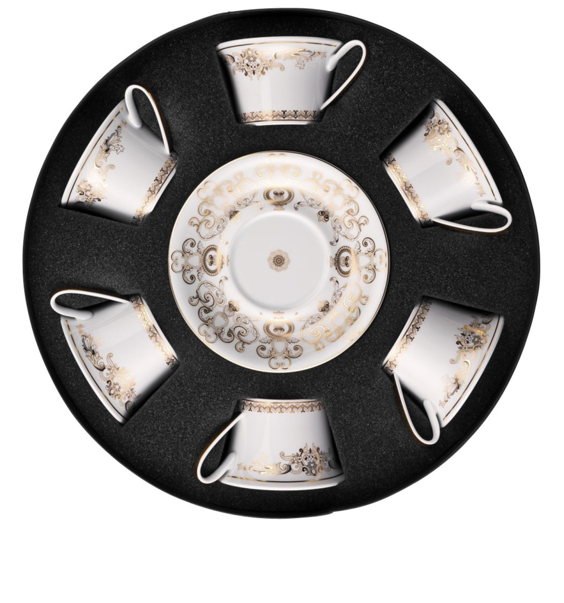 Set de 6 tasse et soucoupe thé en materiaux : Porcelaine - versace