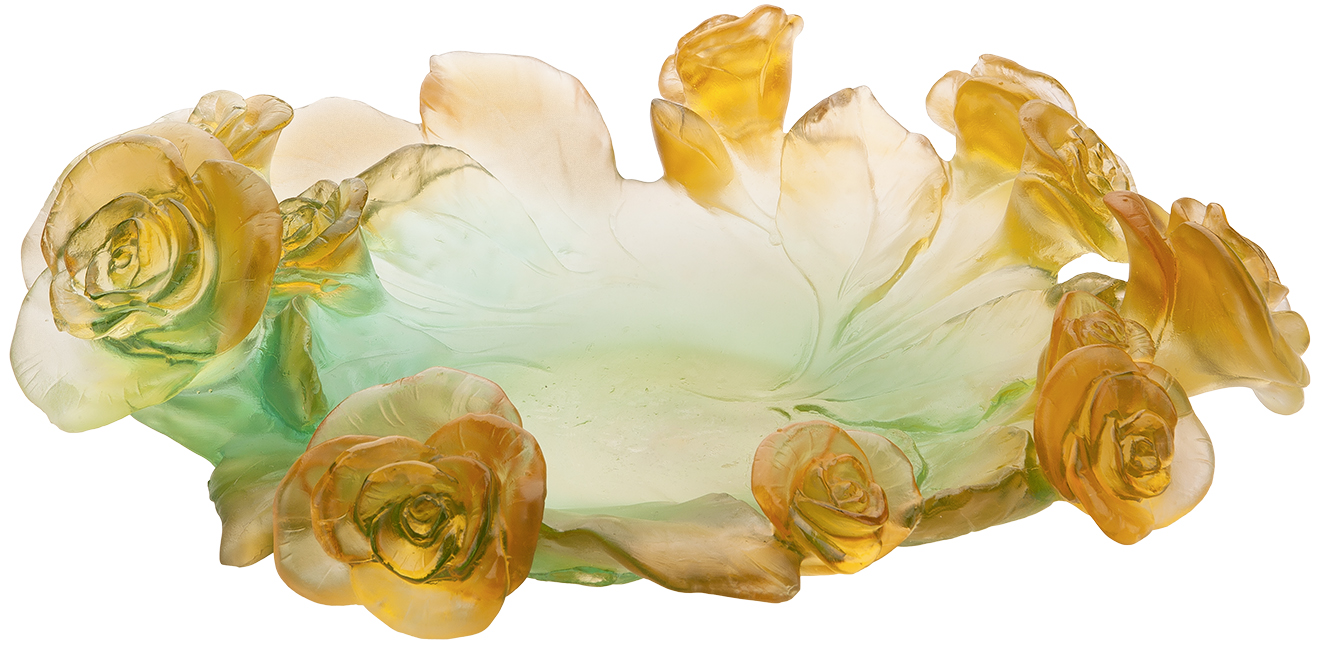 Coupe rose passion verte & orange - Daum