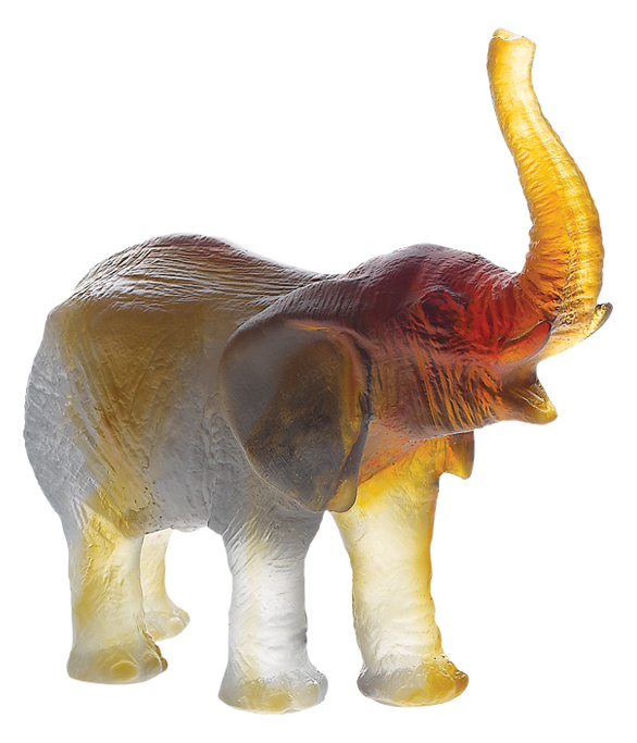 Eléphant vert ambre - Daum