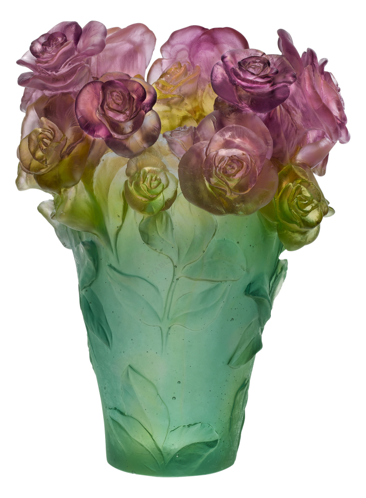 Vase vert & rose - Daum