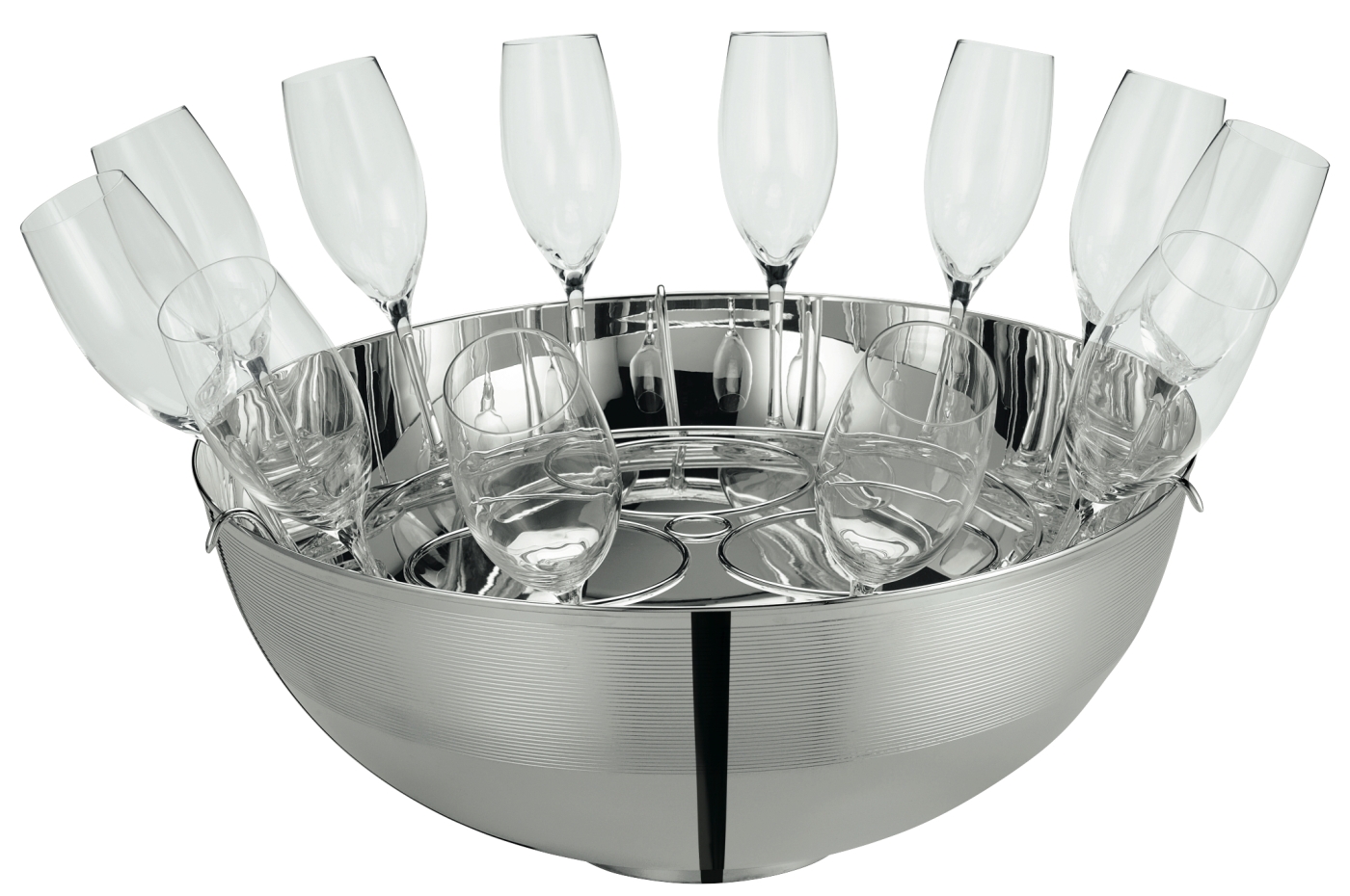 Service champagne 12 flûtes en métal argenté - Ercuis