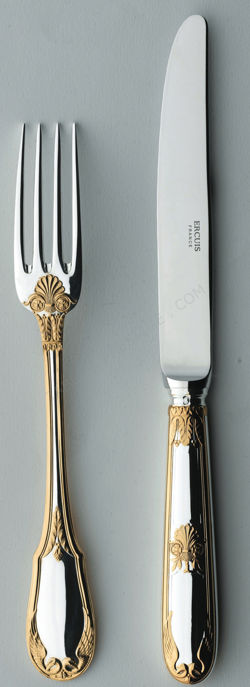 Couteau table en argent massif doré (vermeil) - Ercuis
