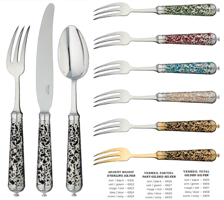 Fourchette à servir la salade en argent massif - Ercuis