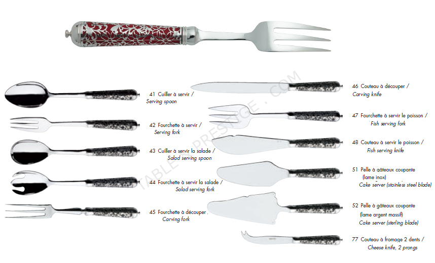 Fourchette à servir la salade en argent massif - Ercuis