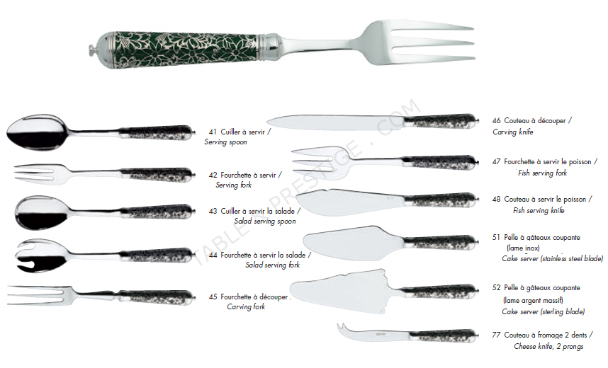 Fourchette à servir la salade en argent massif - Ercuis