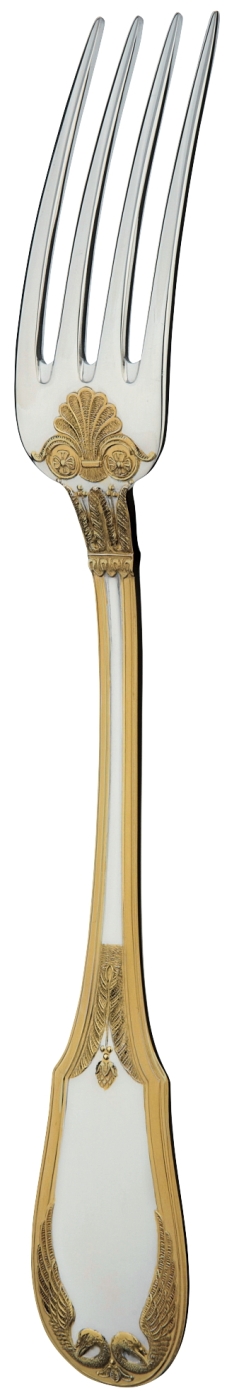 Fourchette table en argent massif et dorure - Ercuis