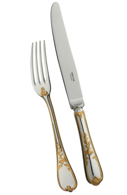 Fourchette menu en métal argenté et dorure - Ercuis