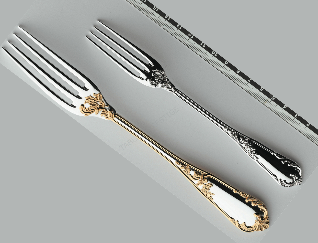 Fourchette menu en argent massif et dorure - Ercuis