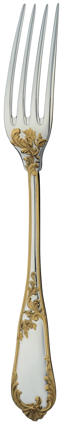 Fourchette table en argent massif et dorure - Ercuis