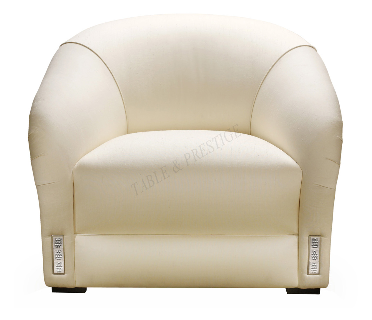 Fauteuil club classique Raisins Soie ivoire et Cristal incolore - Lalique