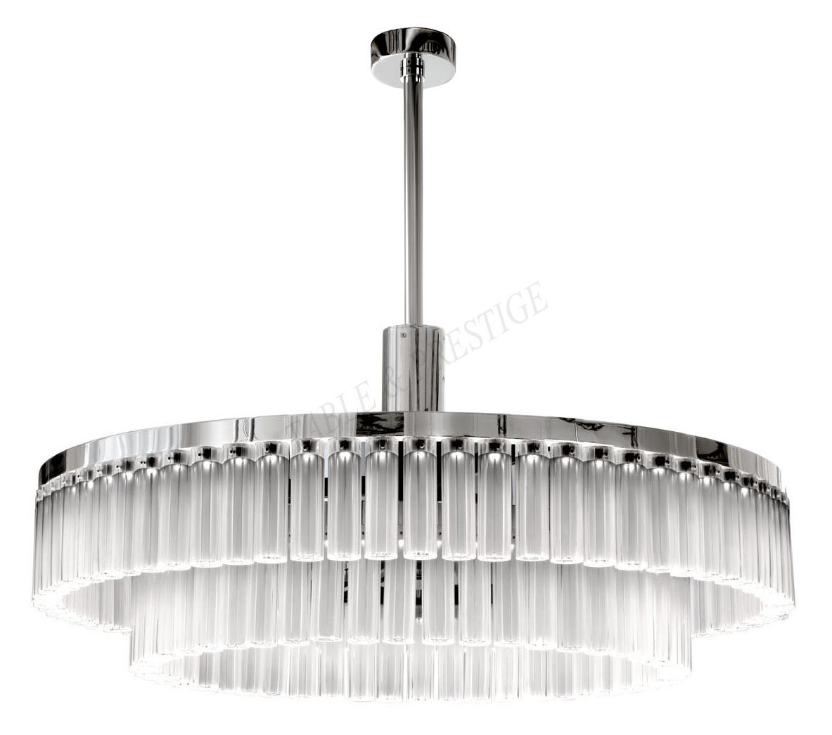 Lustre Orgue 2 rangs Chrom&eacute; - Lalique