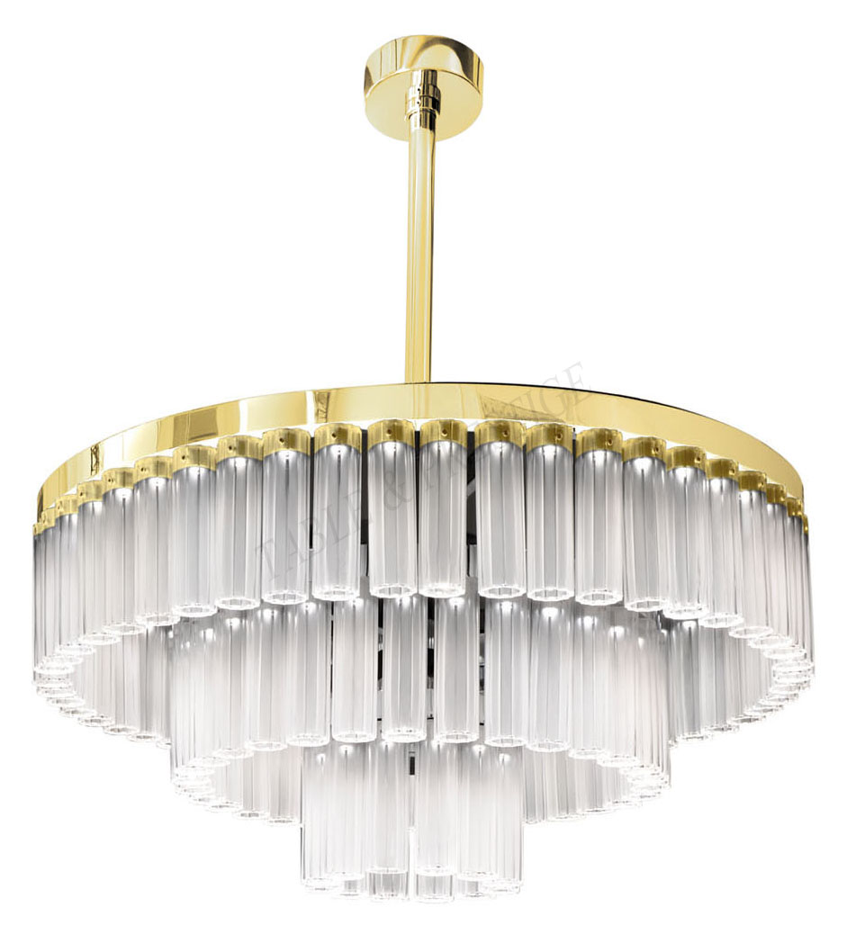 Lustre Orgue 3 rangs Dor&eacute; - Lalique