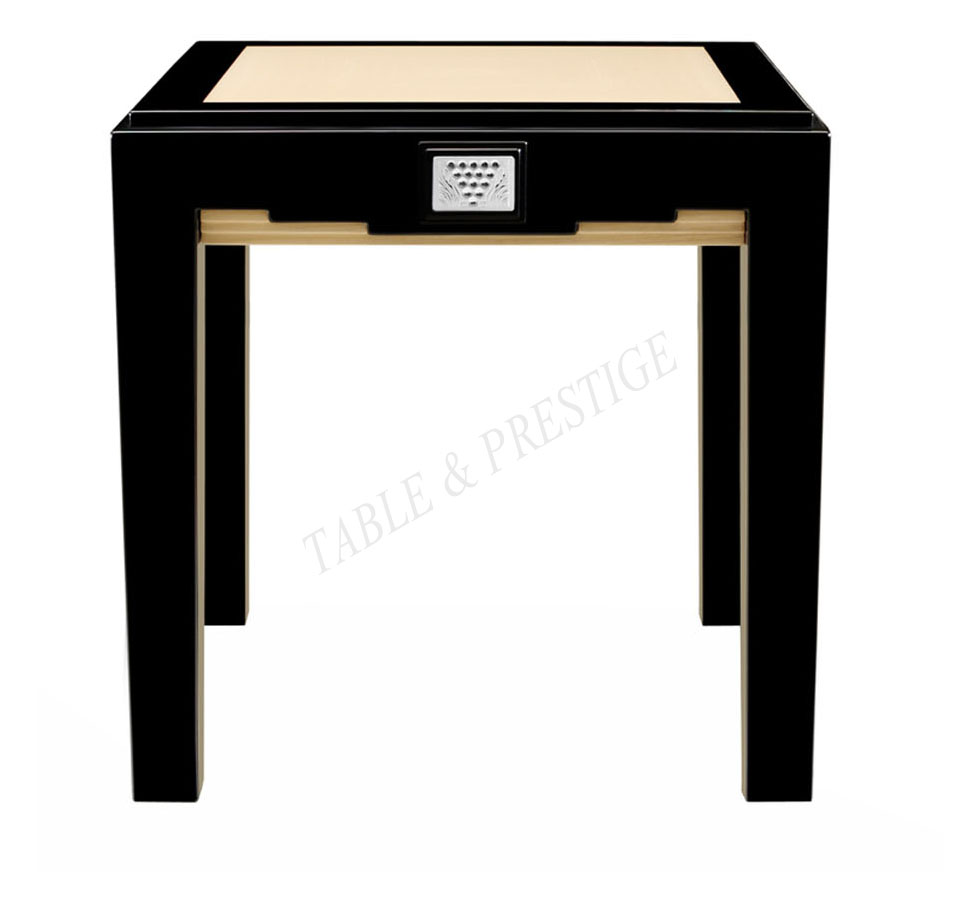 Table gigogne Raisins, Laqu&eacute; noir et fr&egrave;ne ivoire et Cristal incolore - Lalique