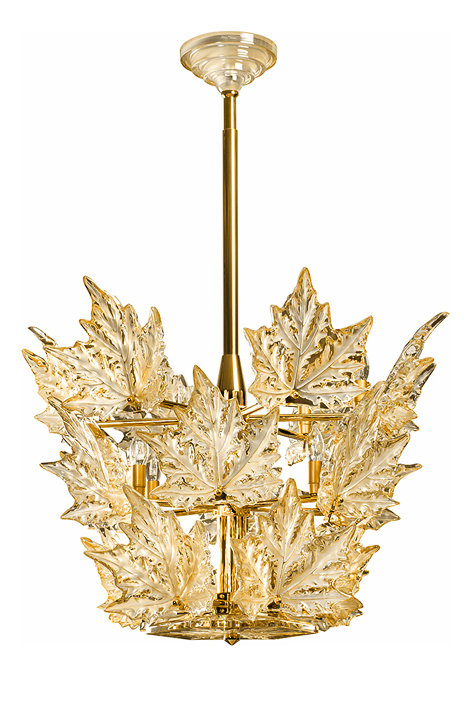 Lustre champs-élysées en cristal lustré or, finition doré (3 rangs) - Lalique