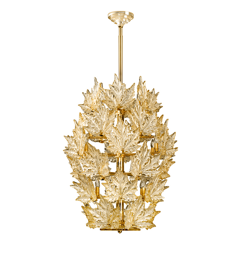 Lustre champs-élysées en cristal lustré or, finition doré (6 rangs) - Lalique