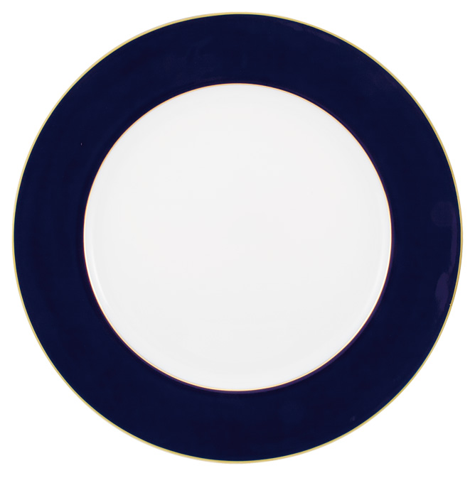 Assiette de présentation bleu de four avec filet or - Raynaud