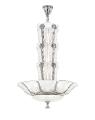 Lustre ginkgo en cristal incolore, finition nickel brillant - Lalique
