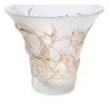 Vase hirondelles évasé incolore tamponné or - Lalique