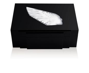 Boîte à bijoux victoire en édition numérotée, laqué noir avec cristal incolore, grand modèle laqué noir - Lalique