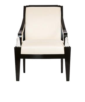 Fauteuil longchamp en édition numérotée, cristal incolore, laqué noir et soie ivoire - Lalique