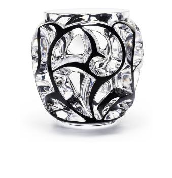 Vase tourbillons xxl en édition numérotée, cristal incolore émaillé noir incolore émaillé noir - Lalique