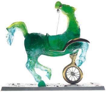 Débris d'une automobile vert - Daum