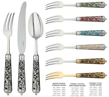 Fourchette à servir la salade en argent massif - Ercuis