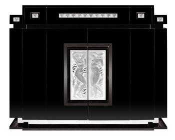Bar Femme bras lev&eacute;s Eb&egrave;ne noir et cristal incolore - Lalique
