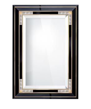 Miroir raisins incolore et laqué noir et acier satiné doré - Lalique