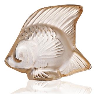 Sculpture poisson en cristal lustré or - Lalique