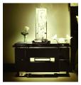 Raisins bedside table Black lacquered Clear crystal - Lalique