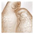 2 parakeets sculpture in gold luster crystal - Lalique