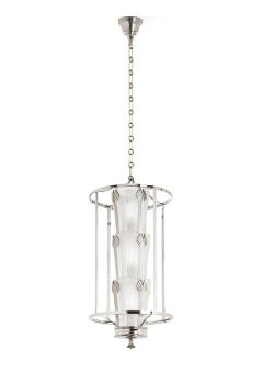 Ginkgo lantern in clear crystal, shiny and brushed nickel finish - Lalique