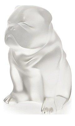 Sculpture chien bulldog en cristal incolore - Lalique