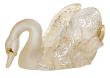 Swan head down sculpture in gold luster crystal, gold enameled - Lalique