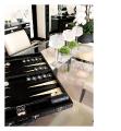 Backgammon Masque de femme Cuir imprim&eacute; croco noir et Cristal incolore - Lalique