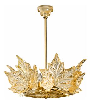 Lustre champs-élysées en cristal lustré or, finition doré (1 rang) - Lalique