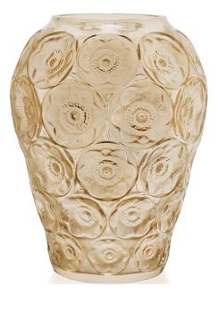 Vase anémones en cristal lustré or - Lalique