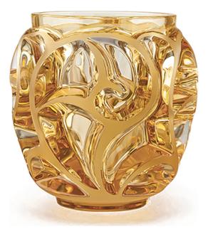 Vase tourbillons en cristal ambre, petit modèle - Lalique